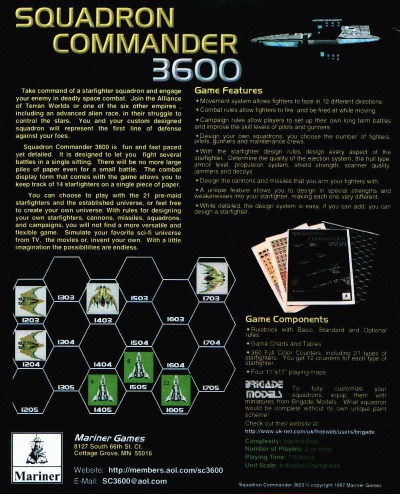 Jpeg picture of Mariner Games' Squadron Commander 3600 - back.